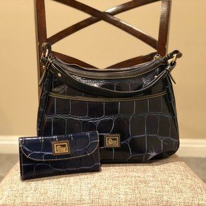 Dooney & Bourke blue crocodile leather handbag